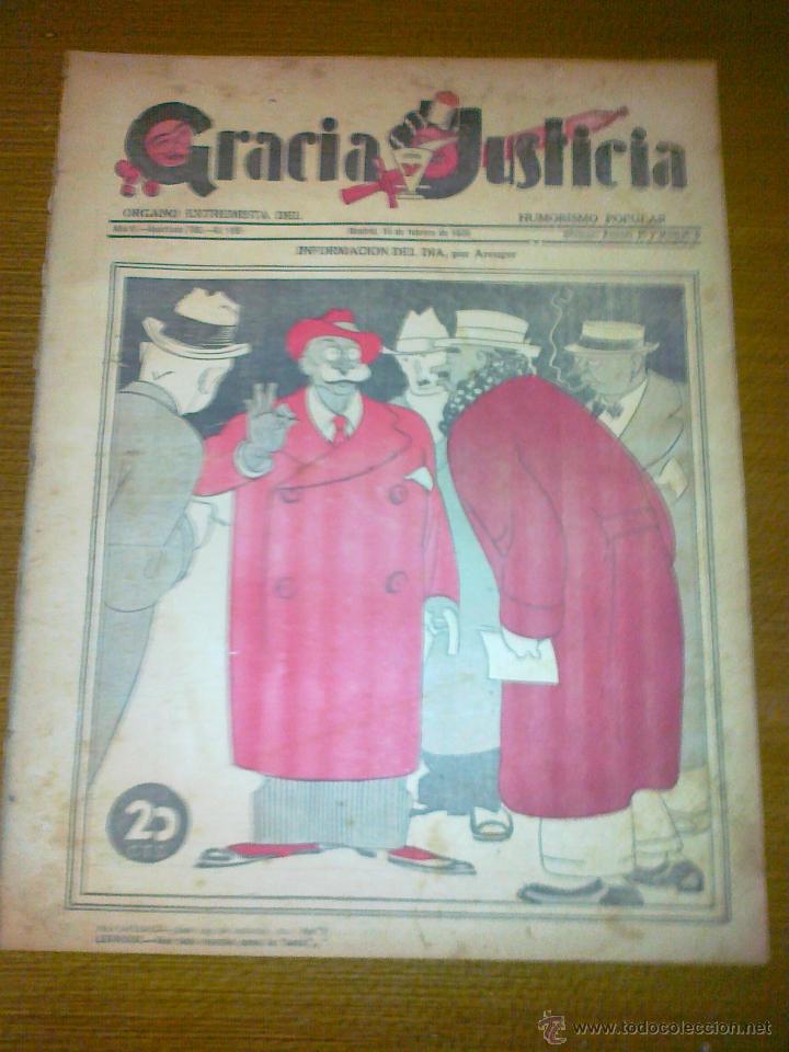 Coleccionismo de Revistas y Peri&oacute;dicos: GRACIA Y JUSTICIA. N&ordm; 165. A&Ntilde;O 1935. ORGANO EXTREMISTA DEL HUMORISMO POPULAR, COMPLETA,