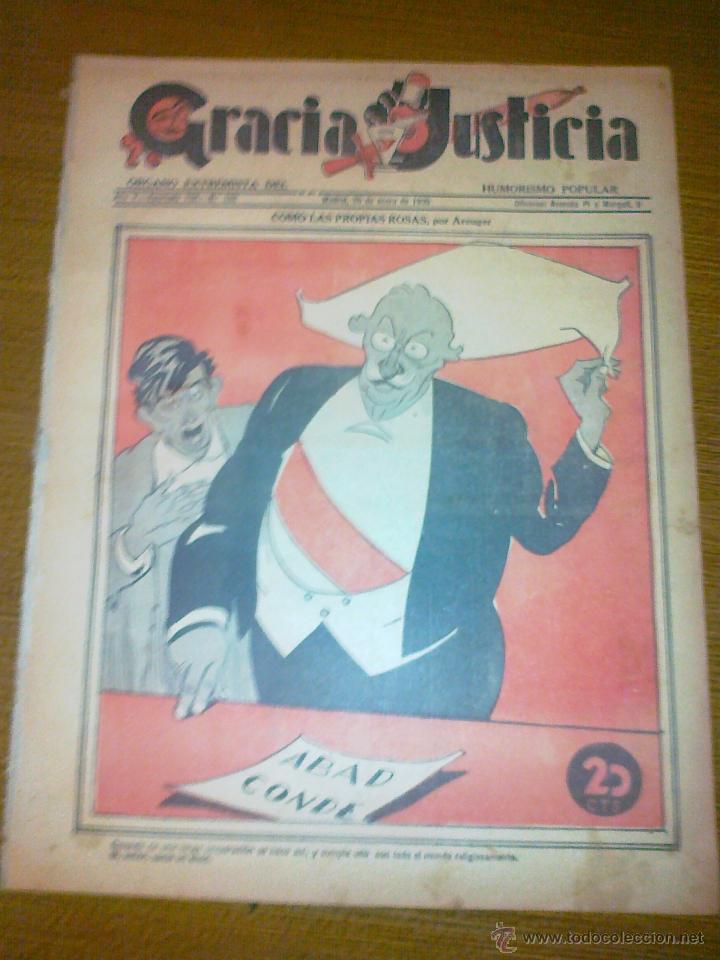 Coleccionismo de Revistas y Peri&oacute;dicos: GRACIA Y JUSTICIA. N&ordm; 162, A&Ntilde;O 1935. ORGANO EXTREMISTA DEL HUMORISMO POPULAR, COMPLETA,