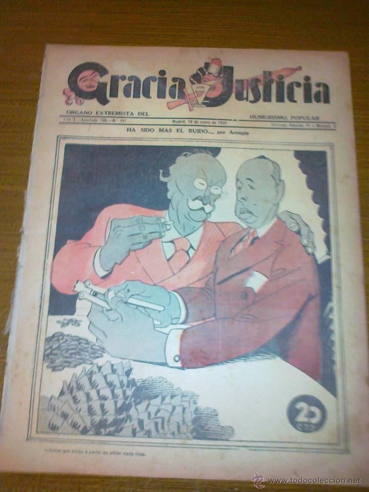 Coleccionismo de Revistas y Peri&oacute;dicos: GRACIA Y JUSTICIA. N&ordm; 161, A&Ntilde;O 1935. ORGANO EXTREMISTA DEL HUMORISMO POPULAR, COMPLETA,