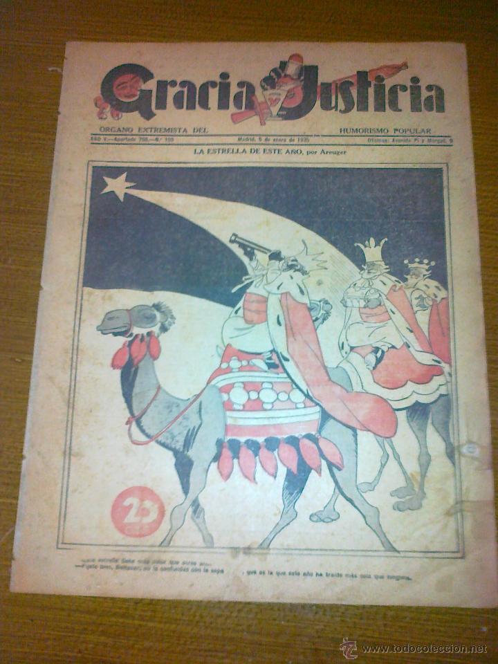 Coleccionismo de Revistas y Peri&oacute;dicos: GRACIA Y JUSTICIA. N&ordm; 159, A&Ntilde;O 1935. ORGANO EXTREMISTA DEL HUMORISMO POPULAR, COMPLETA,