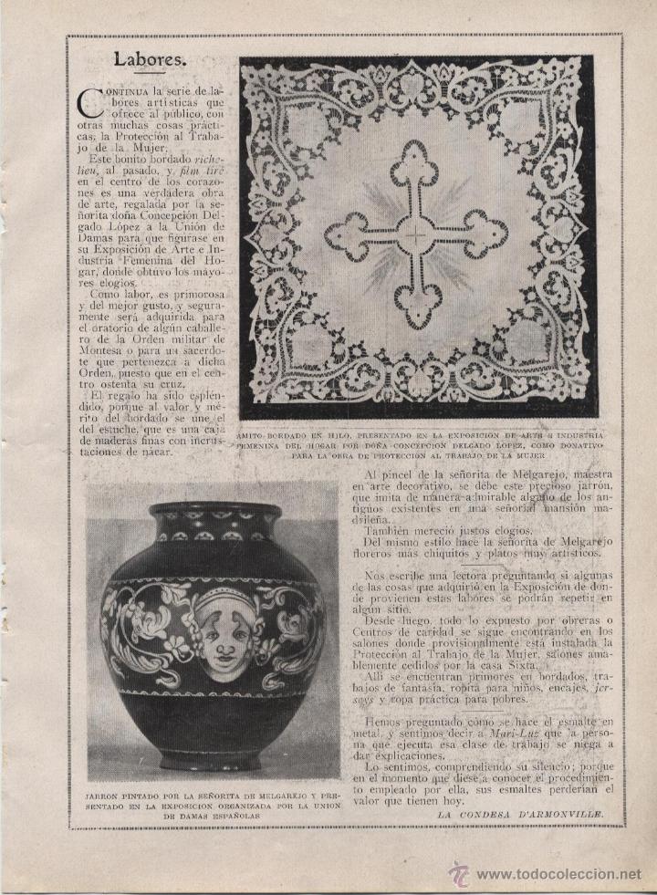 Coleccionismo de revistas y peri&oacute;dicos: Labores: amito bordado obra Concepci&oacute;n Delgado L&oacute;pez y jarr&oacute;n pintado Melgarejo - 1924