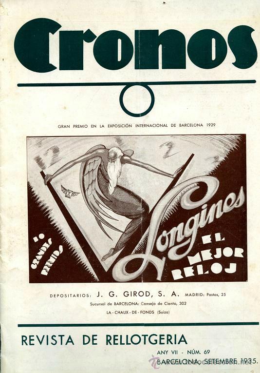 Coleccionismo de revistas y peri&oacute;dicos: CRONOS, revista de rellotgeria (relojes ) 1935, articulos t&eacute;cnicos, publicidad,