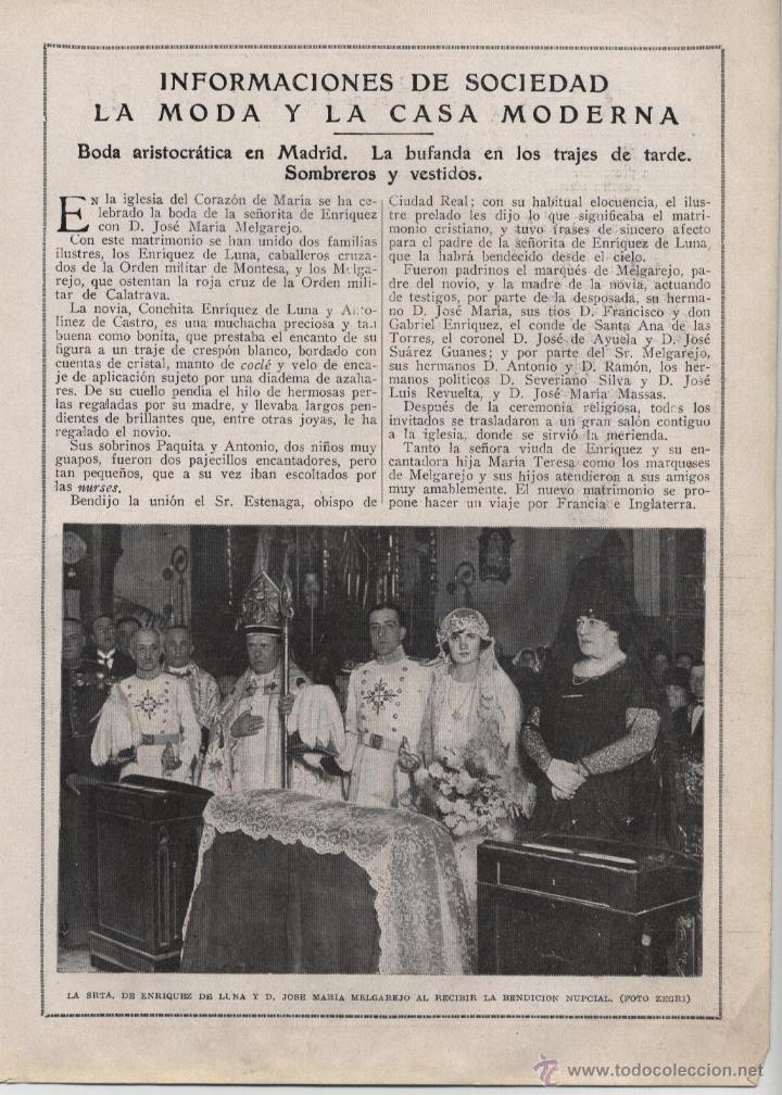 Coleccionismo de revistas y peri&oacute;dicos: * BODA * Enlace Srta. De Enr&iacute;quez de Luna - D. Jos&eacute; M&ordf; Melgarejo - 1924