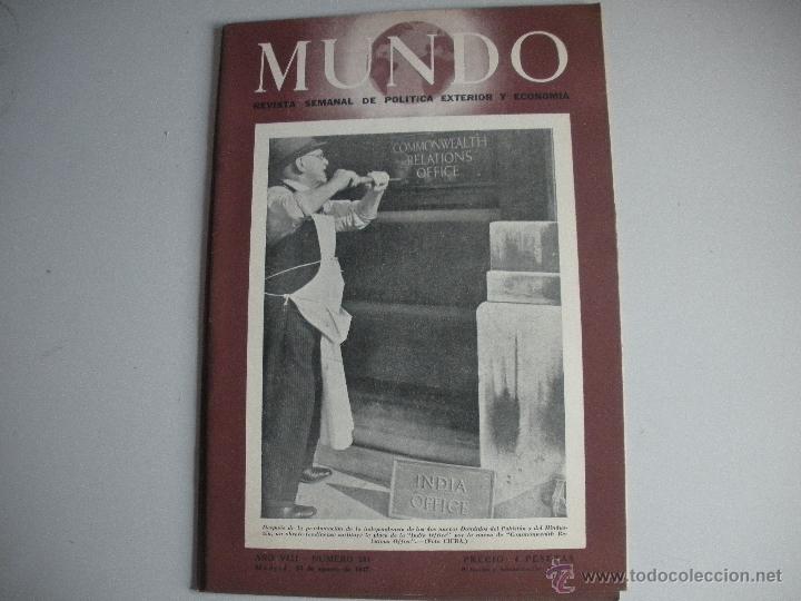 Collection Magazines and Newspapers: MUNDO - REVISTA SEMANAL DE POLITICA EXTERIOR Y ECONOMIA  A&Ntilde;O VIII - N&ordm; 381