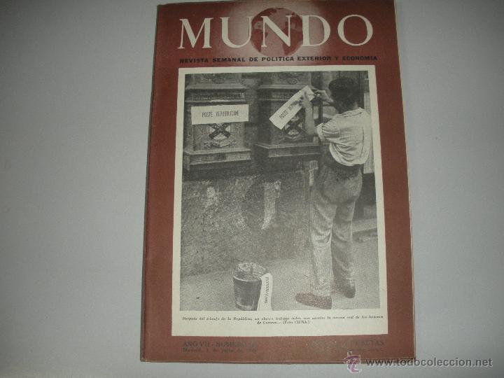 Collezionismo di Riviste e Giornali: MUNDO - REVISTA SEMANAL DE POLITICA EXTERIOR Y ECONOMIA  A&Ntilde;O VII - N&ordm; 322