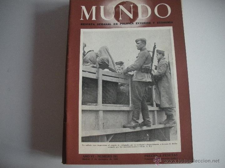 Collezionismo di Riviste e Giornali: MUNDO - REVISTA SEMANAL DE POLITICA EXTERIOR Y ECONOMIA  A&Ntilde;O VI - N&ordm; 291