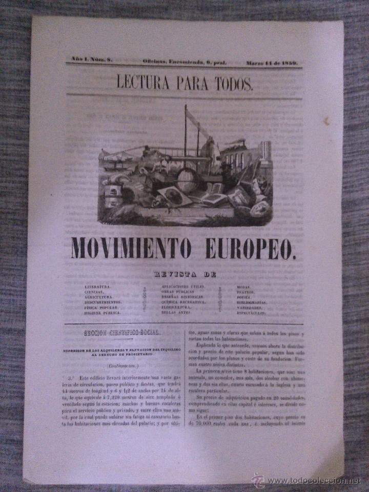 Coleccionismo de Revistas y Peri&oacute;dicos: Movimiento Europeo n&uacute;mero 8 de 1859