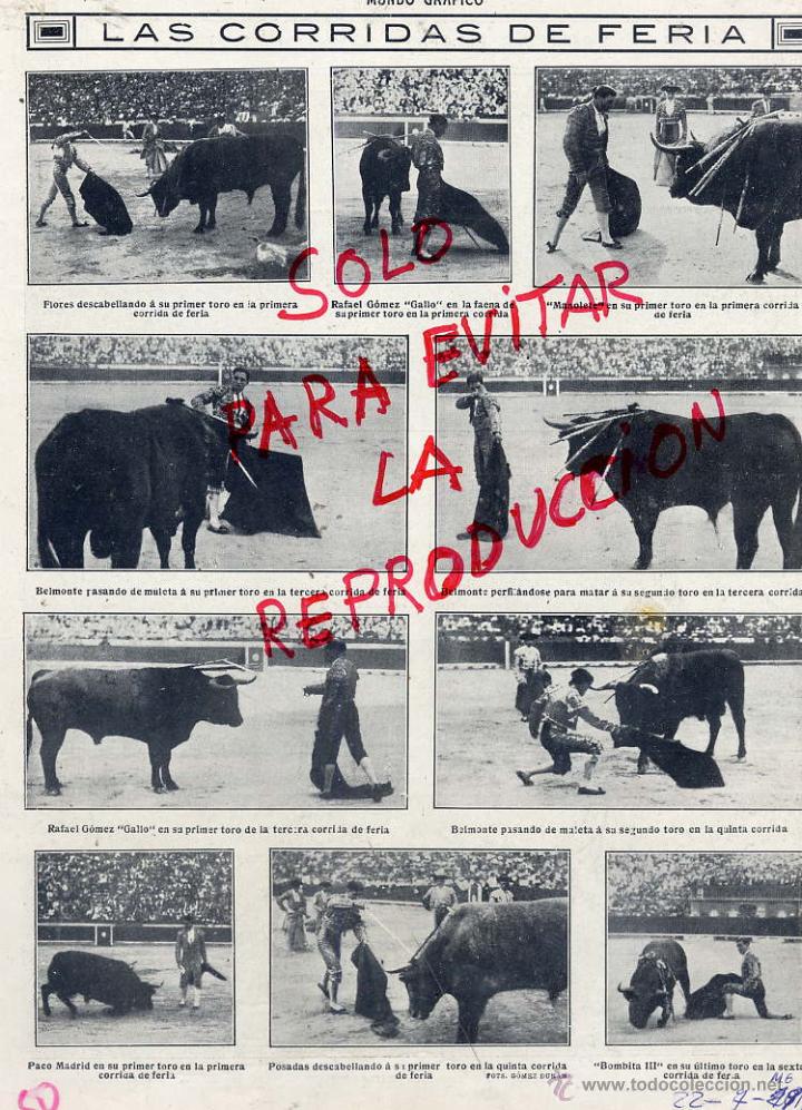 Coleccionismo de revistas y peri&oacute;dicos: TOROS 1914 EL GALLO,BELMONTE,MANOLETE HOJA REVISTA