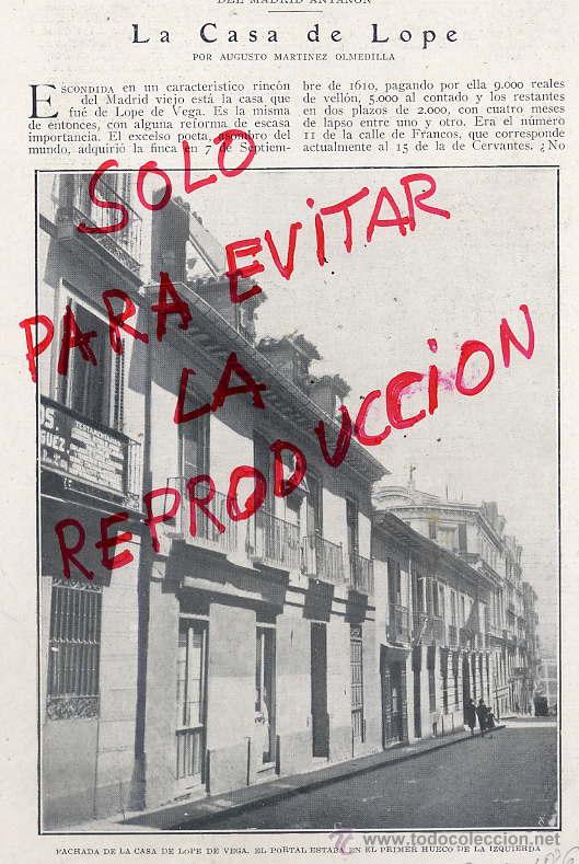 Coleccionismo de Revistas y Peri&oacute;dicos: MADRID 1926 LA CASA DE LOPE DE VEGA 2 HOJAS REVISTA