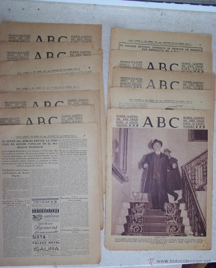 Coleccionismo de revistas y peri&oacute;dicos: REPUBLICA. HOJAS SUELTAS DIARIO ABC DEL MES DE ABRIL DE 1934.
