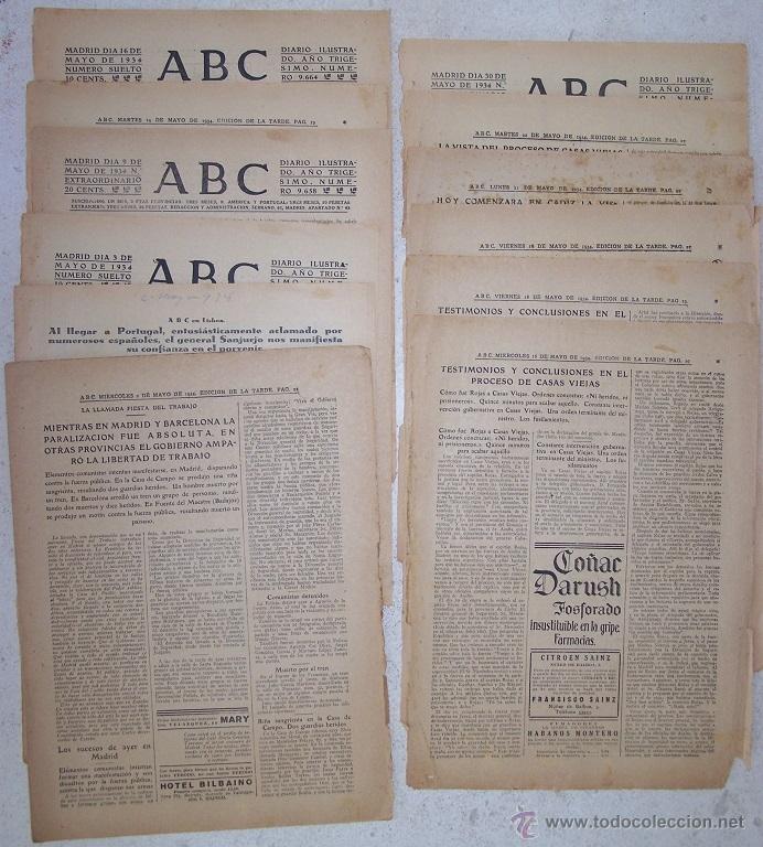 Coleccionismo de revistas y peri&oacute;dicos: REPUBLICA. LOTE HOJAS SUELTAS DIARIO ABC DE MAYO 1934.