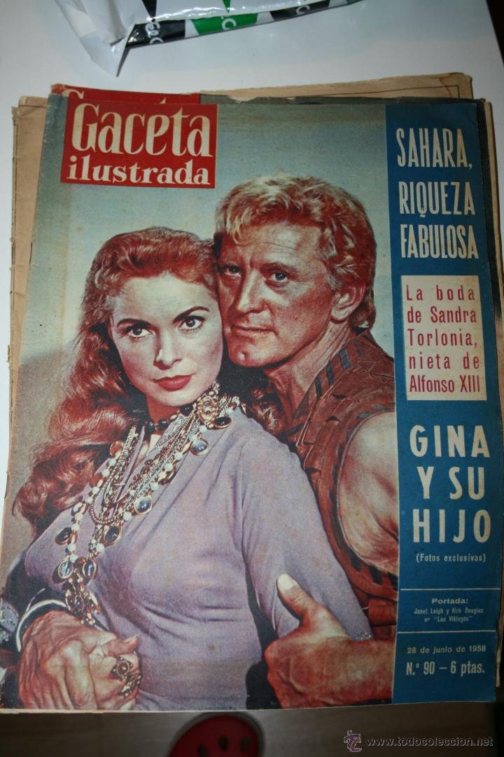 Coleccionismo de revistas y peri&oacute;dicos: ANTIGUA REVISTA GACETA ILUSTRADA PORTADA CON KIRK DOUGLAS JANET LEIGH EN LOS VIKINGOS 1958