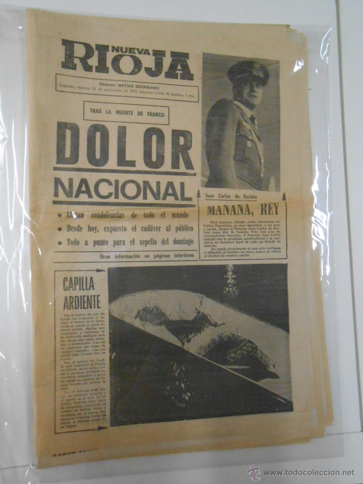 Sammeln von Zeitschriften und Zeitungen: PERIODICO NUEVA RIOJA 21 DE NOVIEMBRE DE 1975. DOLOR NACIONAL. TRAS LA MUERTE DE FRANCO. TDKPR1