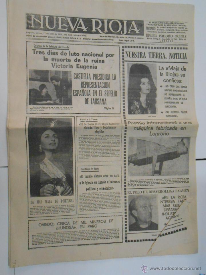 Collezionismo di Riviste e Giornali: NUEVA RIOJA 17 DE ABRIL DE 1969. TRES DIAS DE LUTO POR LA MUERTE DE LA REINA VICTORIA EUGENIA TDKPR1