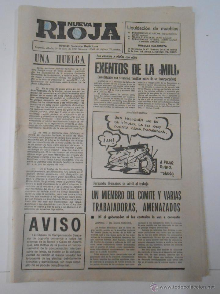Collezionismo di Riviste e Giornali: NUEVA RIOJA 29 DE ABRIL DE 1978. LOS CASADOS Y VIUDOS CON HIJOS EXENTOS DE LA MILI. TDKPR1