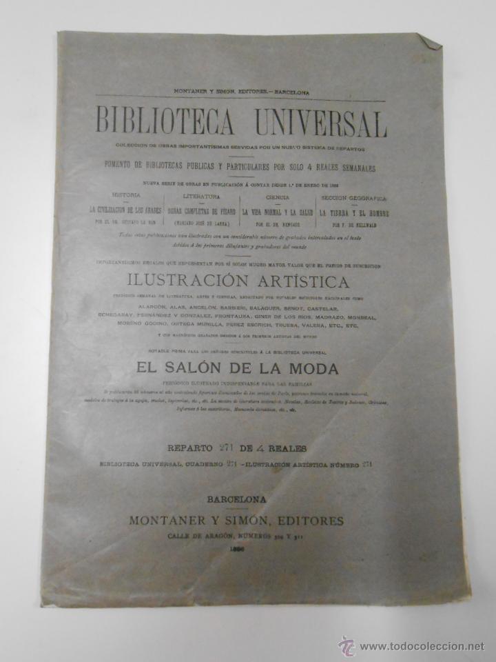 Coleccionismo de revistas y peri&oacute;dicos: BIBLIOTECA UNIVERSAL ILUSTRACION ARTISTICA. CUADERNO N&ordm; 271. MONTANER Y SIMON EDITORES. 1886. TDKPR1