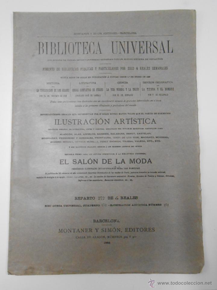 Coleccionismo de revistas y peri&oacute;dicos: BIBLIOTECA UNIVERSAL ILUSTRACION ARTISTICA. CUADERNO N&ordm; 272. MONTANER Y SIMON EDITORES. 1886. TDKPR1