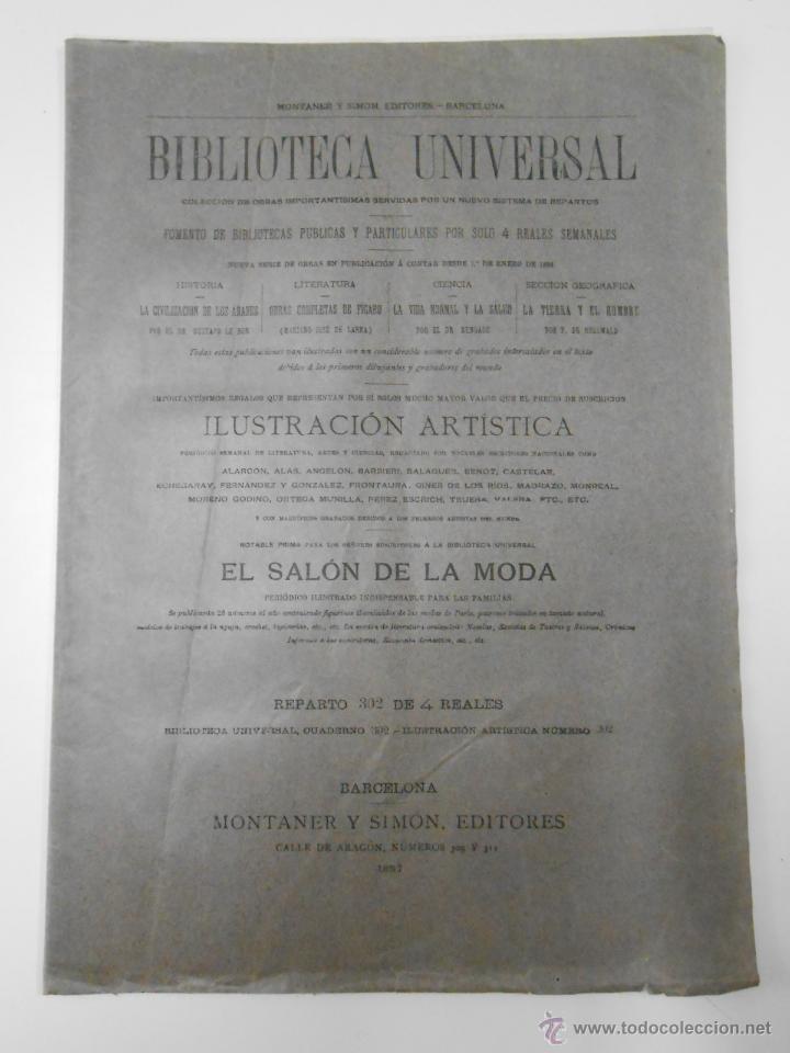 Coleccionismo de revistas y peri&oacute;dicos: BIBLIOTECA UNIVERSAL ILUSTRACION ARTISTICA. CUADERNO N&ordm; 302. MONTANER Y SIMON EDITORES. 1886. TDKPR1