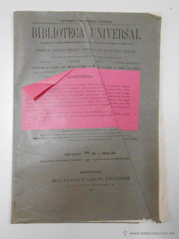 Coleccionismo de revistas y peri&oacute;dicos: BIBLIOTECA UNIVERSAL ILUSTRACION ARTISTICA. CUADERNO N&ordm; 288. MONTANER Y SIMON EDITORES. 1886. TDKPR1