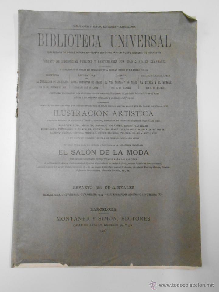 Coleccionismo de revistas y peri&oacute;dicos: BIBLIOTECA UNIVERSAL ILUSTRACION ARTISTICA. CUADERNO N&ordm; 304. MONTANER Y SIMON EDITORES. 1886. TDKPR1
