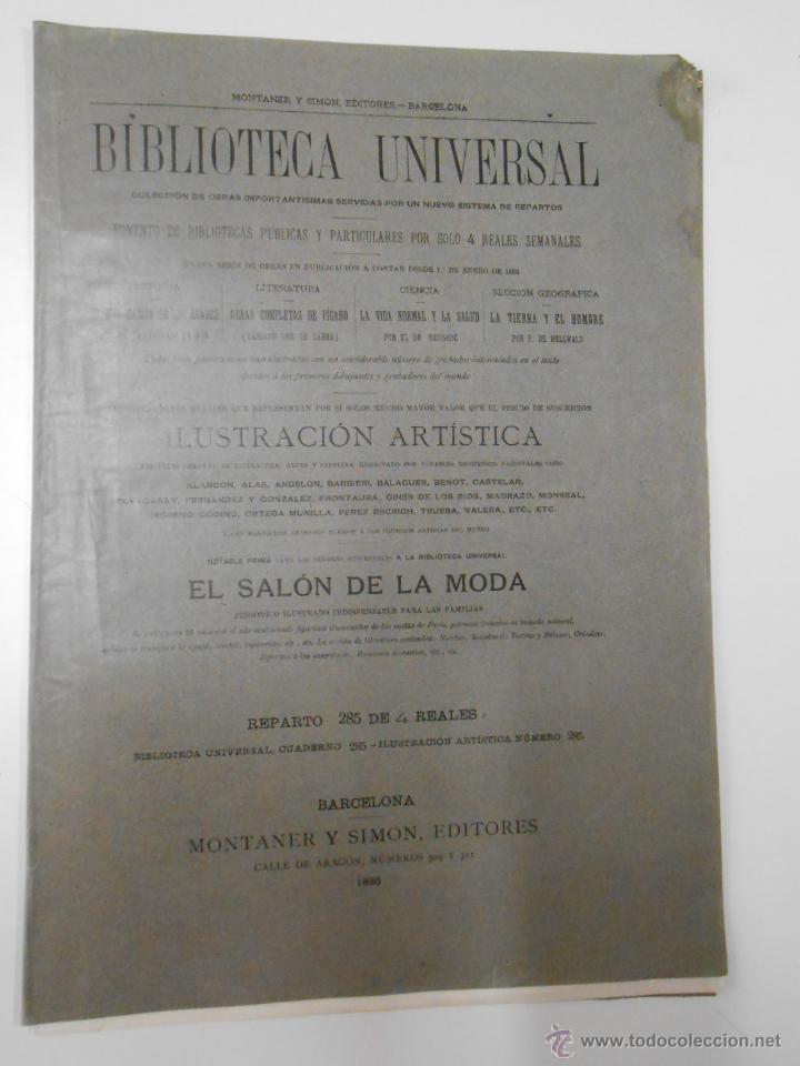 Coleccionismo de revistas y peri&oacute;dicos: BIBLIOTECA UNIVERSAL ILUSTRACION ARTISTICA. CUADERNO N&ordm; 285. MONTANER Y SIMON EDITORES. 1886. TDKPR1