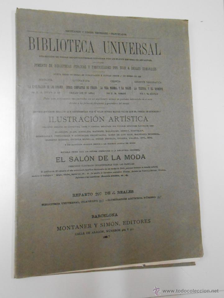 Coleccionismo de revistas y peri&oacute;dicos: BIBLIOTECA UNIVERSAL ILUSTRACION ARTISTICA. CUADERNO N&ordm; 297. MONTANER Y SIMON EDITORES. 1886. TDKPR1