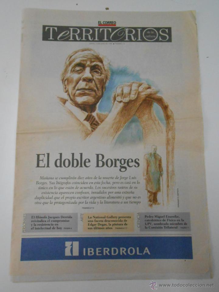 Coleccionismo de revistas y peri&oacute;dicos: SUPLEMENTO EL CORREO TERRITORIOS DE LA CULTURA N&ordm; 15 13 DE JUNIO DE 1996. EL DOBLE DE BORGES. TDKPR1