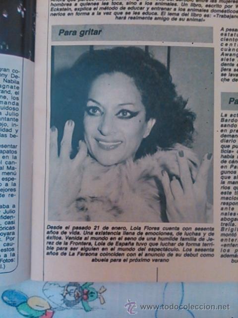 Coleccionismo de revistas y peri&oacute;dicos: RECORTE lola flores