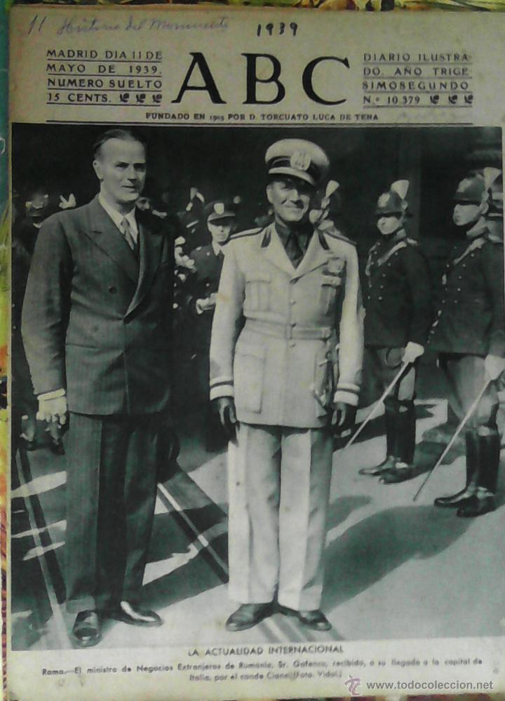 Coleccionismo de revistas y peri&oacute;dicos: ABC, 11de mayo de 1939