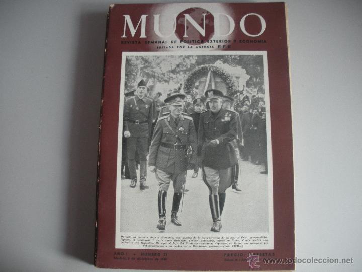 Coleccionismo de revistas y peri&oacute;dicos: MUNDO - REVISTA SEMANAL DE POLITICA EXTERIOR Y ECONOMIA  A&Ntilde;O I - N&ordm; 31
