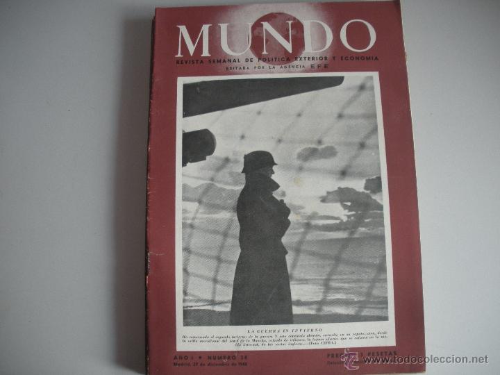 Coleccionismo de revistas y peri&oacute;dicos: MUNDO - REVISTA SEMANAL DE POLITICA EXTERIOR Y ECONOMIA  A&Ntilde;O I - N&ordm; 34