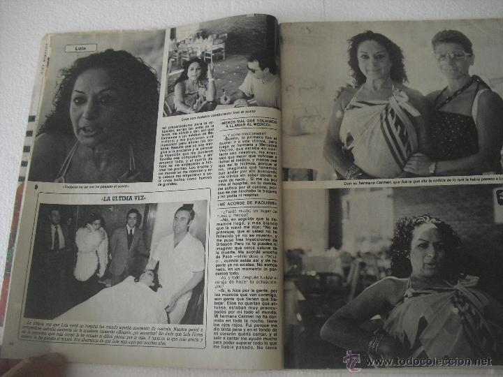 Coleccionismo de revistas y peri&oacute;dicos: Lola Flores al borde de la muerte 4 p&aacute;ginas. Recorte de prensa de revista de 1985