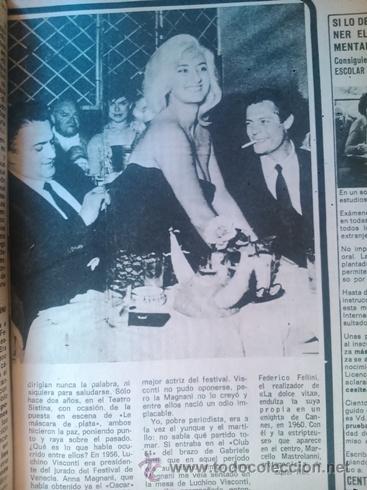 Coleccionismo de Revistas y Peri&oacute;dicos: RECORTE Federico Fellini  Con Marcello Mastroianni