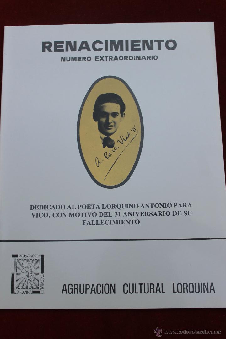 Coleccionismo de Revistas y Peri&oacute;dicos: REVISTA RENACIMIENTO, AGRUPACION CULTURAL LORQUINA, LORCA, ANTONIO PARA VICO 1980