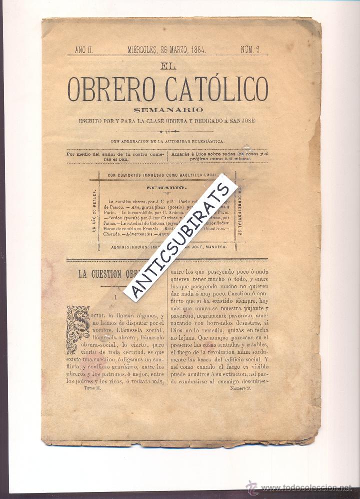 Collection Magazines and Newspapers: EL OBRERO CATOLICO PERIODICO DE MANRESA SEMANARIO MAS MANSO MOLI VILALLONGA CASSA DE LA SELVA VENTA
