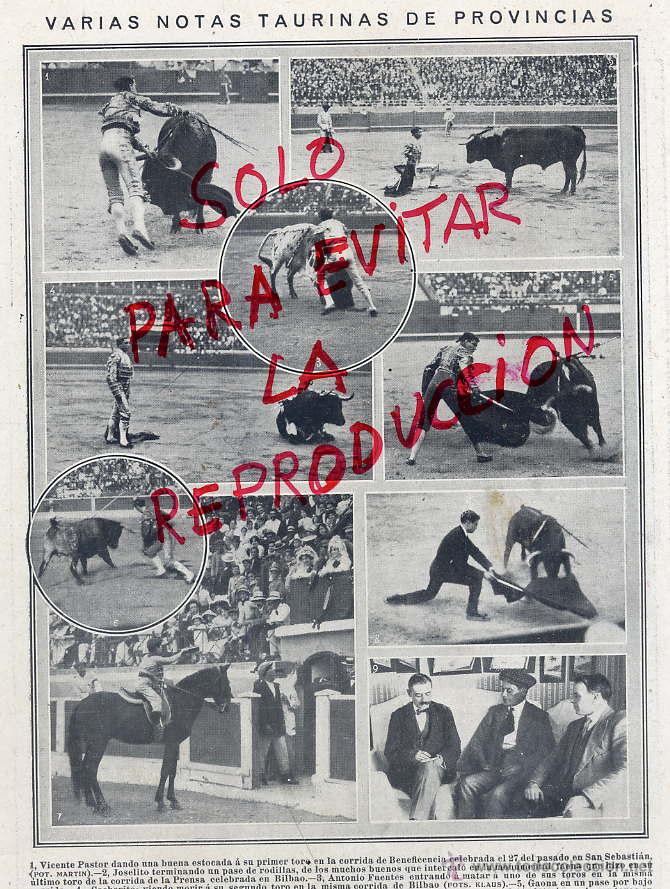 Coleccionismo de Revistas y Peri&oacute;dicos: TOROS 1913 VICENTE PASTOR-JOSELITO- COCHERITO- POSADAS HOJA REVISTA