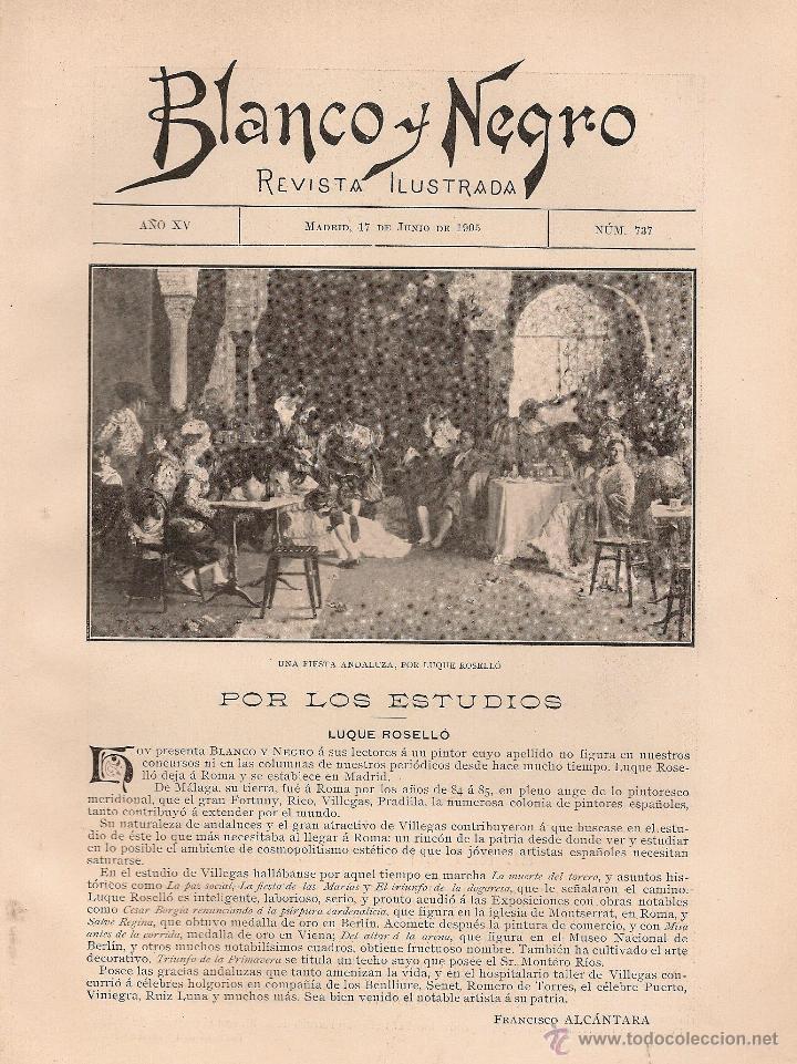 Coleccionismo de Revistas y Peri&oacute;dicos: *ARTE * En los estudios: Luque Rosell&oacute;/ por Francisco Alc&aacute;ntara - 1905