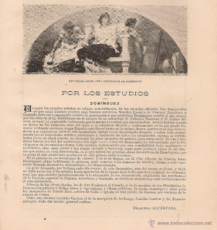Coleccionismo de Revistas y Peri&oacute;dicos: * ARTE * Por los estudios: Dom&iacute;nguez / Francisco Alc&aacute;ntara - 1905