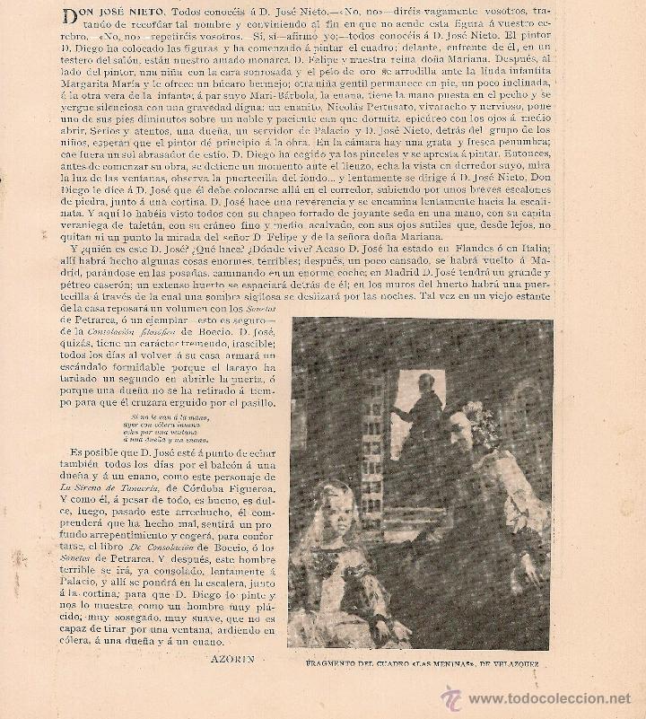 Coleccionismo de Revistas y Peri&oacute;dicos: Don Jos&eacute; Nieto ( personaje en Las Meninas ) / Azor&iacute;n - 1905