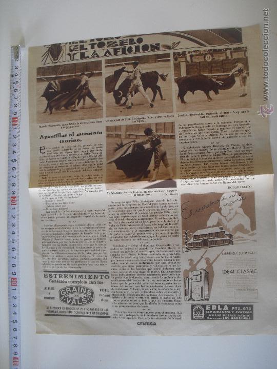 Coleccionismo de Revistas y Peri&oacute;dicos: Recorte de prensa 1932 Toros. Joselito Bienvenida, Andr&eacute;s Jim&eacute;nez , Felix Rodriguez. Matadores.