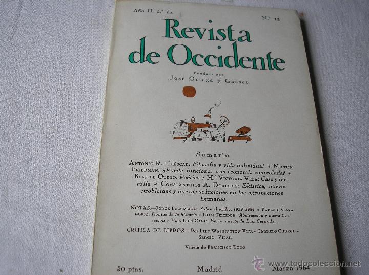 Coleccionismo de Revistas y Peri&oacute;dicos: Revista de Occidente n&ordm; 12. marzo 1964. Poemas de Blas de otero