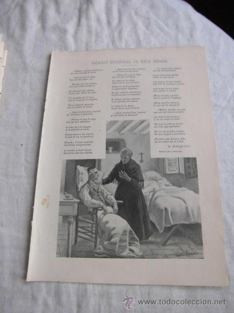 Coleccionismo de revistas y peri&oacute;dicos: BALADAS ESPA&Ntilde;OLAS,LA MALA MIRADA POR E.MARQUINA DIBUJO DE J.FRANCES HOJA REVISTA BLANCO Y NEGRO 1906