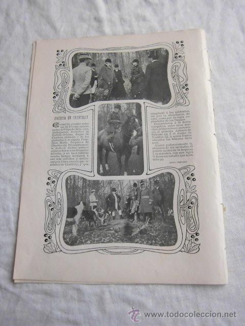 Sammeln von Zeitschriften und Zeitungen: CACERIA EN CHANTILLY  ROBERTO Y ANTONIO DE ORLEANS HOJA REVISTA BLANCO Y NEGRO 1906