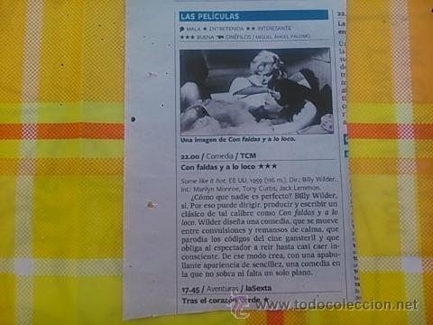 Coleccionismo de revistas y peri&oacute;dicos: RECORTE marilyn monroe tony curtis
