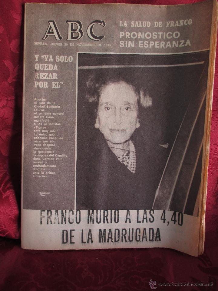 Coleccionismo de Revistas y Peri&oacute;dicos: ABC. 20 NOVIEMBRE DE 1975. FRANCO MURIO A LAS 4,40 MADRUGADA.