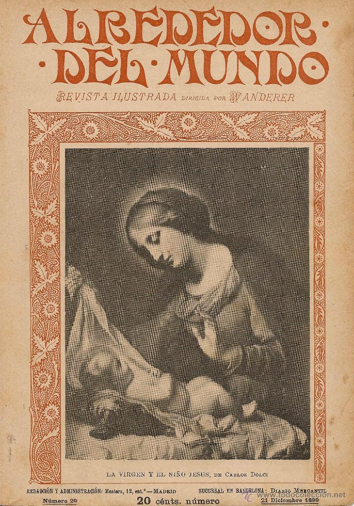 Coleccionismo de revistas y peri&oacute;dicos: La virgen y el ni&ntilde;o Jes&uacute;s de Carlos Dolci/ ilustraci&oacute;n de Alrededor del Mundo - 1899