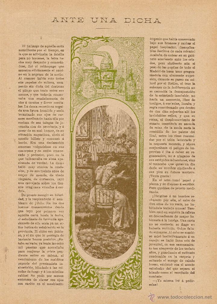 Colecionismo de Revistas e Jornais: Ante una dicha / cuento de Alfonso P&eacute;rez Nieva con dibujos de Blanco Coris - 1899