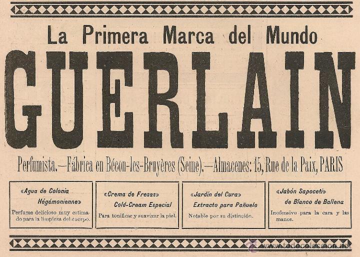 Coleccionismo de revistas y peri&oacute;dicos: Publicidad: perfumista Guerlain - 1899