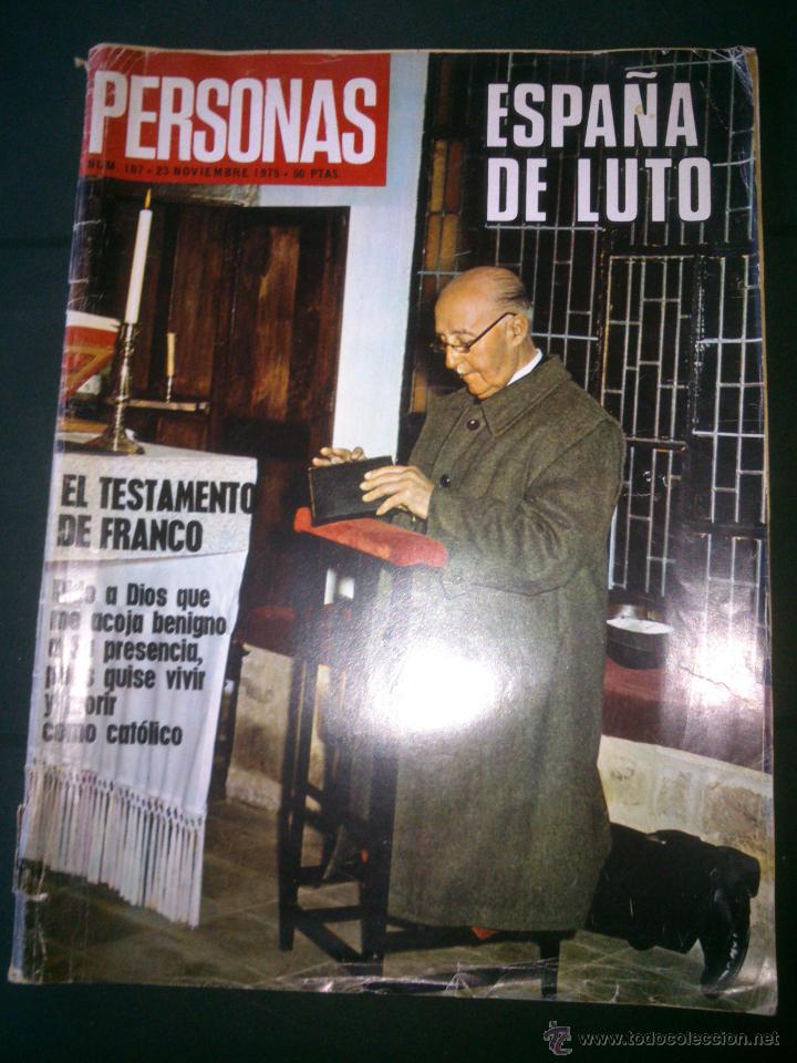 Coleccionismo de Revistas y Peri&oacute;dicos: revista Personas.n&ordm;107 Espa&ntilde;a de luto el testamento de Franco