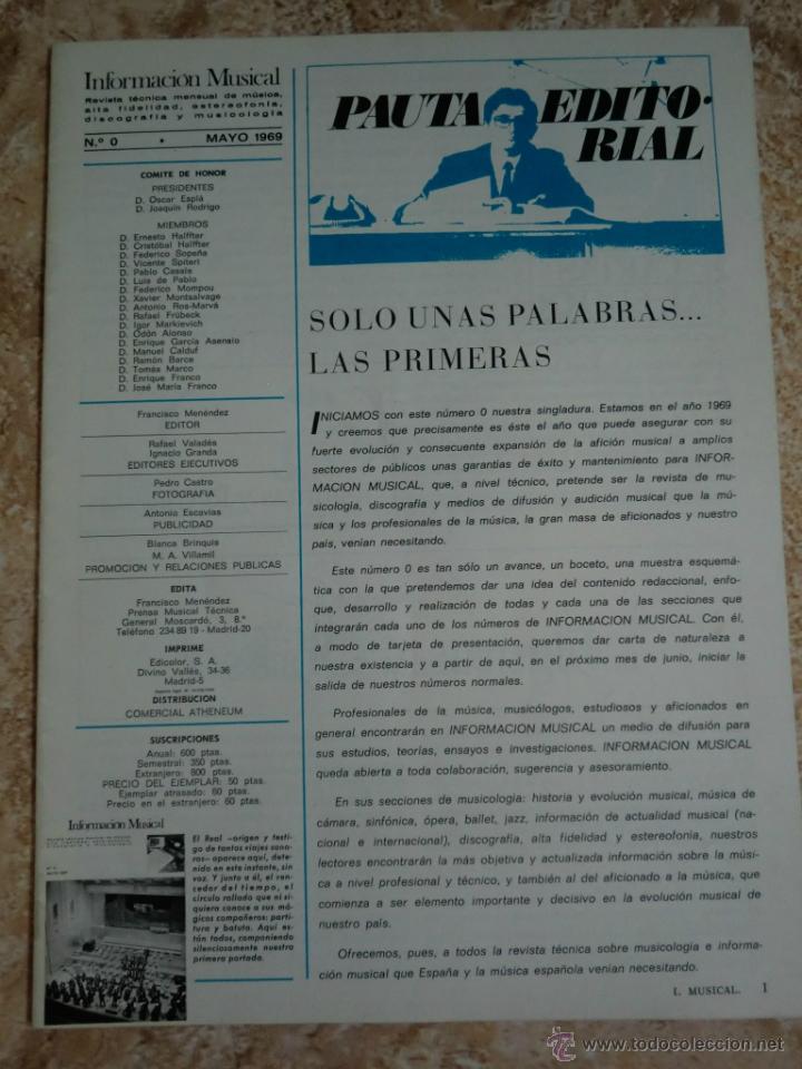 Coleccionismo de Revistas y Peri&oacute;dicos: Revista INFORMACI&Oacute;N MUSICAL N&ordm; 0, mayo 1969. Nueva
